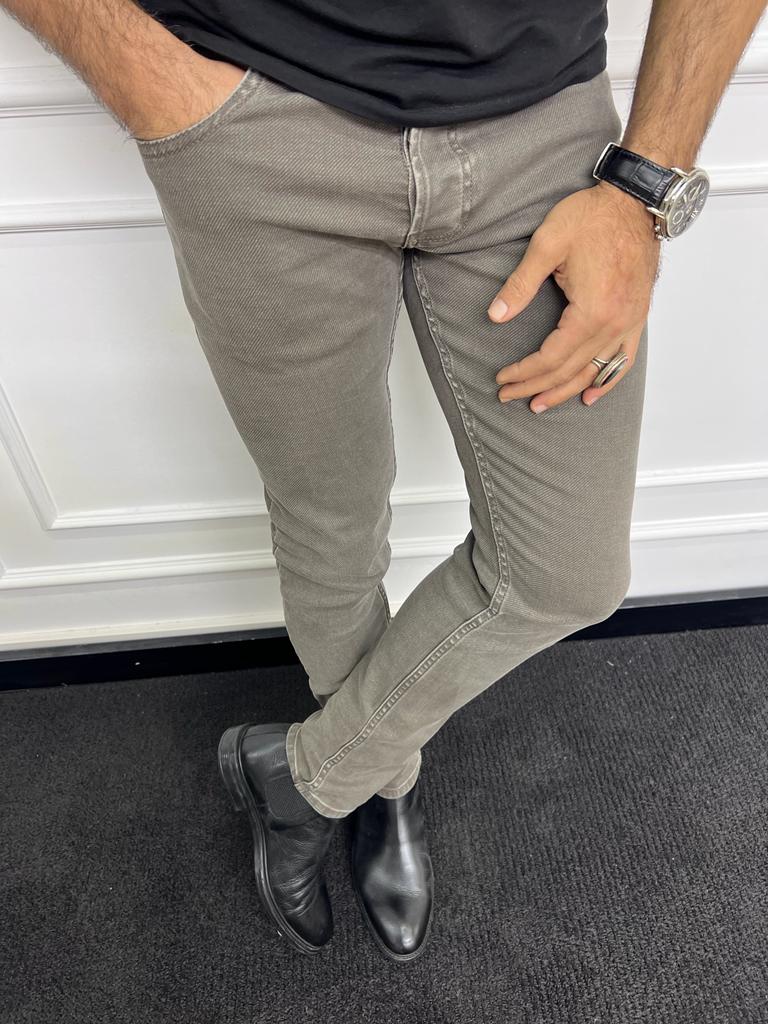 Light Brown Slim Fit Jeans for Men by GentWith.com