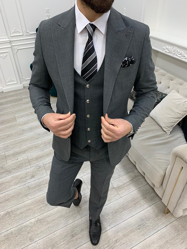 Gray Slim Fit Groom Wedding Suit for Men by GentWith.com