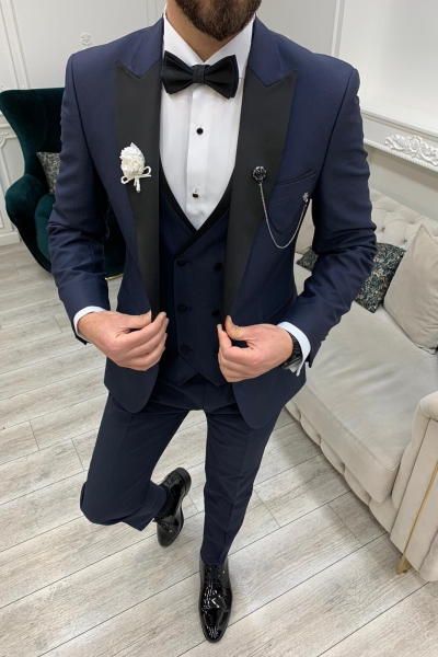 Navy Blue Groom Wedding Tuxedo Suit for Men by GentWith.com with Free Worldwide Shipping