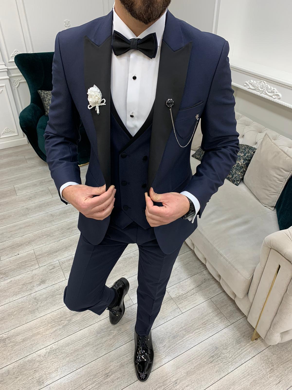Navy Blue Groom Wedding Tuxedo Suit for Men by GentWith.com with Free Worldwide Shipping