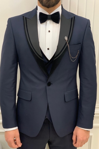 Navy Blue Groom Wedding Tuxedo Suit for Men by GentWith.com with Free Worldwide Shipping