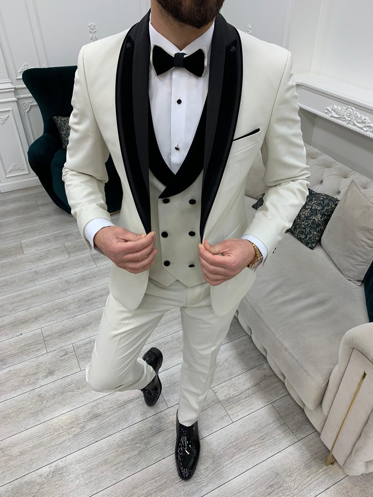 Off White Groom Wedding Tuxedo Suit for Men by GentWith.com with Free Worldwide Shipping