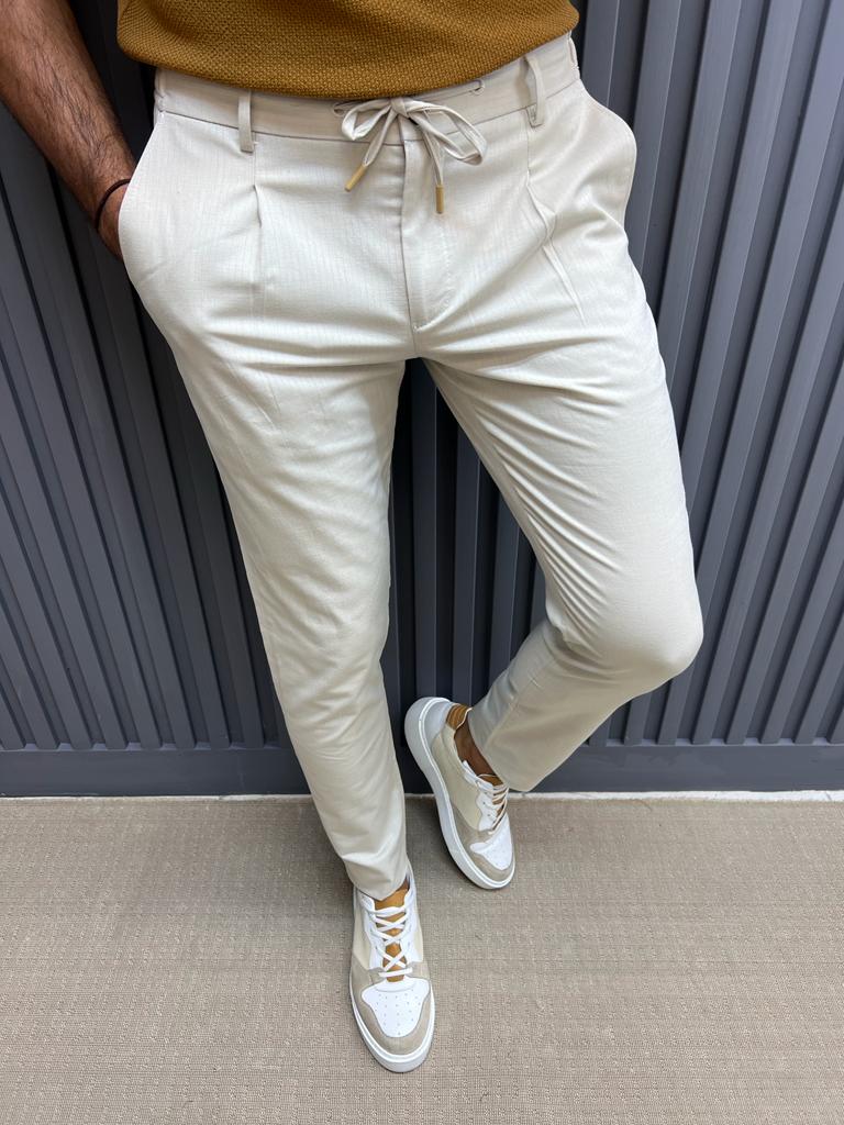 GentWith Tampa Gray Slim Fit Linen Pants