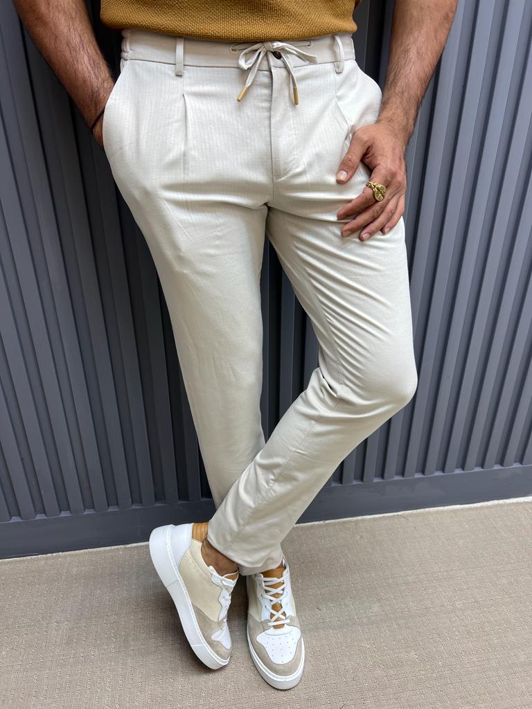 Losan cottonlinen trousers beige