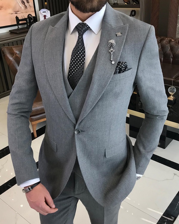 Gray Party Suit for Men by GentWith.com with Free Worldwide Shipping
