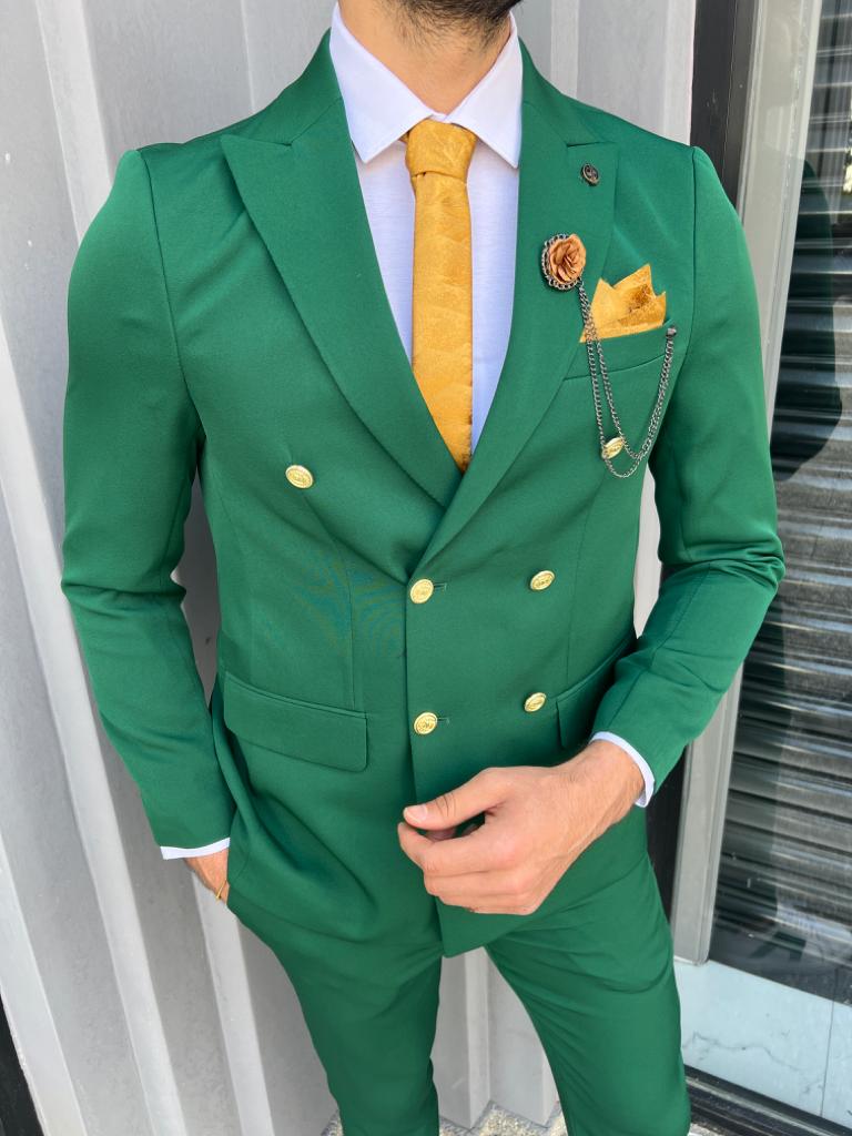 Green Slim Fit Groom Wedding Suit for Men