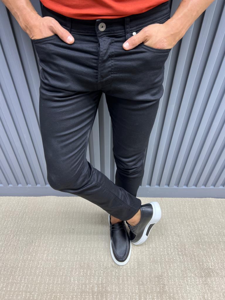 Black Slim Fit Jeans for Men by