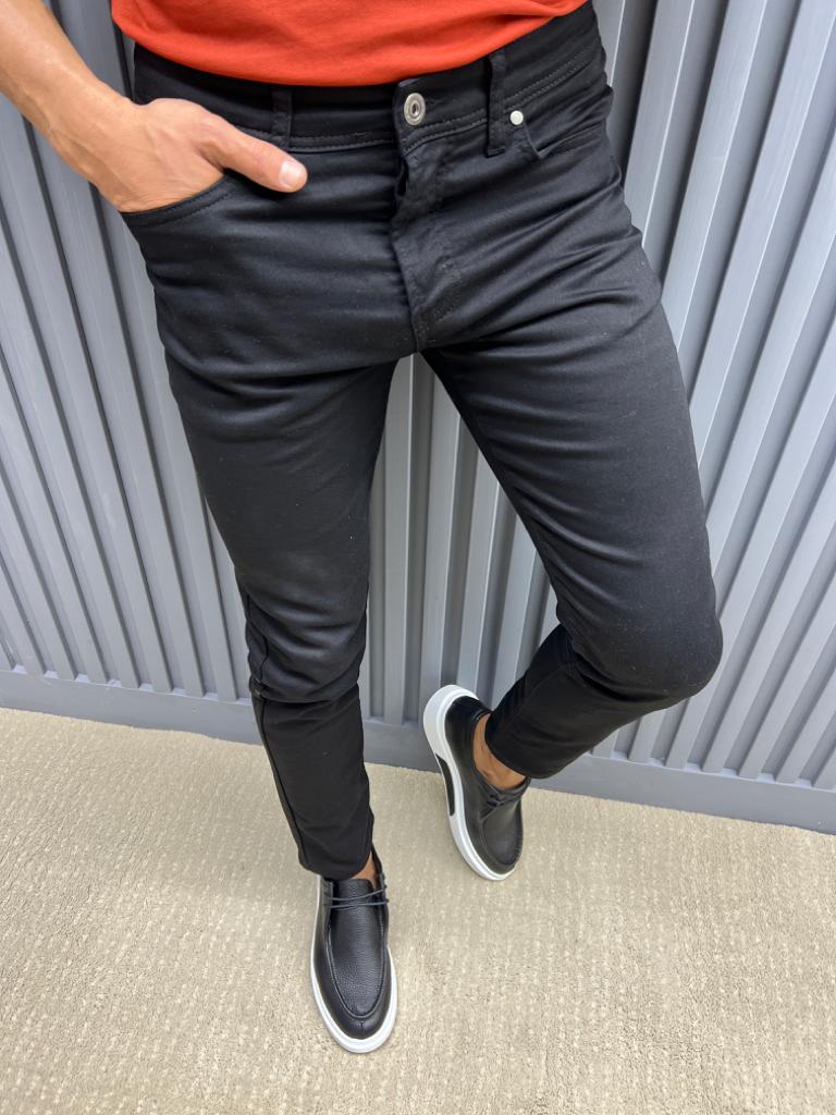 Black Slim Fit Jeans for Men by GentWith.com