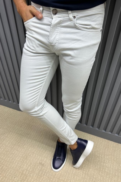 Ice Blue Slim Fit Jeans for Men by GentWith.com with Free Worldwide Shipping