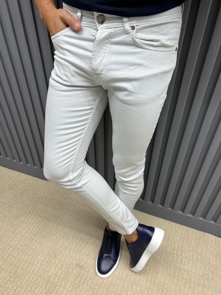 Ice Blue Slim Fit Jeans for Men by GentWith.com