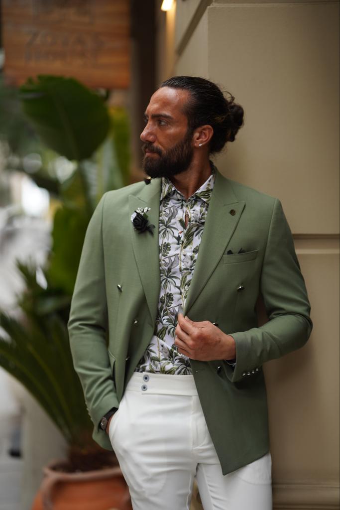 GentWith Pierre Green Slim Fit Combination Suit 3