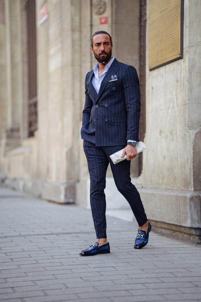 Dark Blue Slim Fit Groom Wedding Suit for men by GentWith
