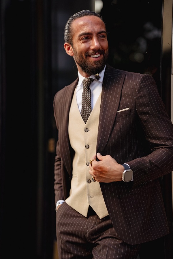 Brown Slim Fit Groom Wedding Suit for Men | GentWith