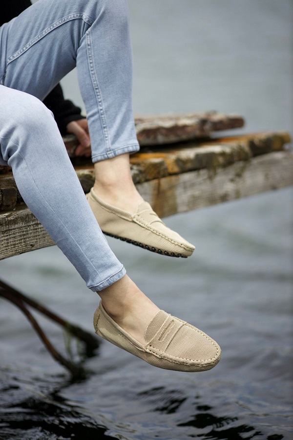 Beige Driving Loafers for Men GentWith