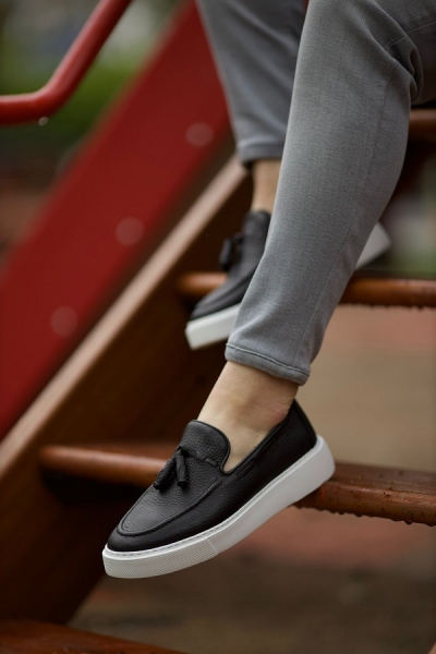 Black Tassel Loafers for Men by GentWith.com with Free Worldwide Shipping