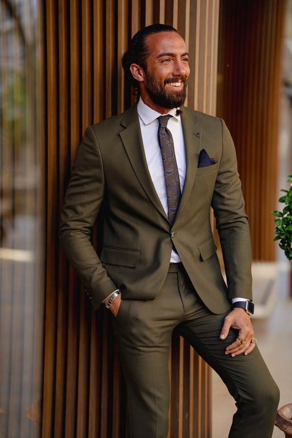 Khaki wedding outlet suit