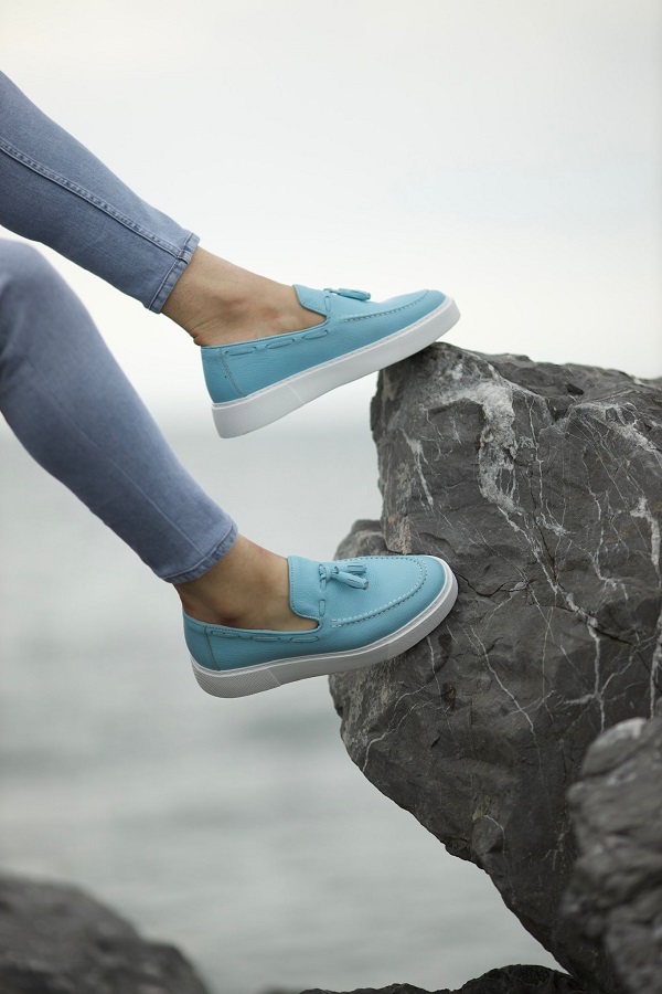 Sky Blue Tassel Loafers for Men | GentWith