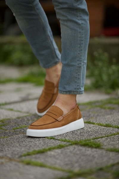 Tan Penny Loafers for Men