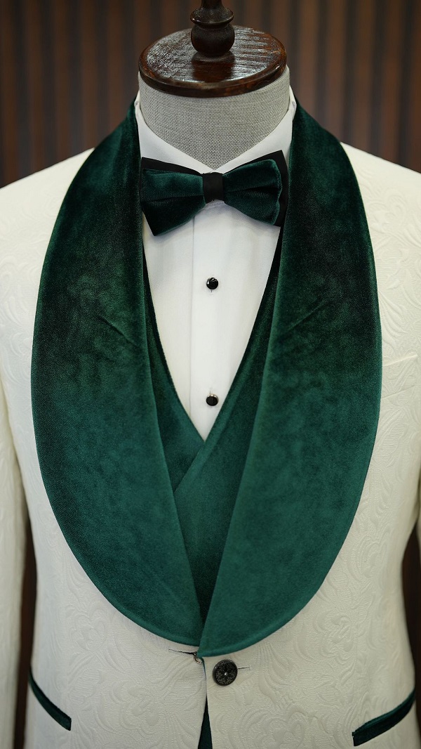 White Green Slim Fit Groom Wedding Tuxedo for Men | GentWith