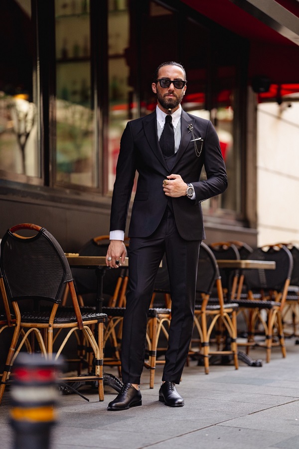 Black Slim Fit Groom Wedding Suit for men by GentWith