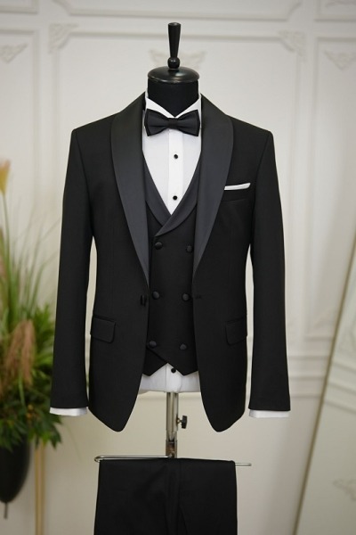 Black Slim Fit Shawl Lapel Tuxedo