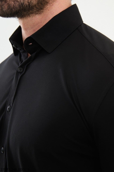 Black Slim Fit Cotton Shirt