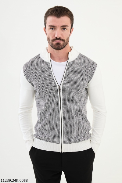 shop white knit zipper cardigan for man