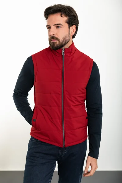 Men’s Slim Fit Puffer Vest - Burgundy