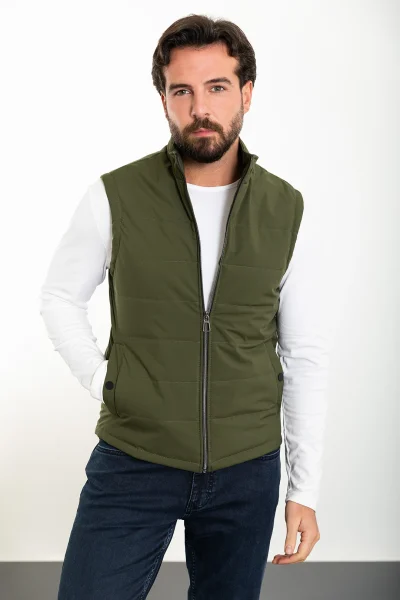 Men’s Slim Fit Puffer Vest - Khaki