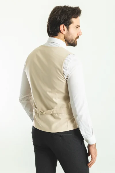 Men’s Slim Fit Wool Vest - Beige