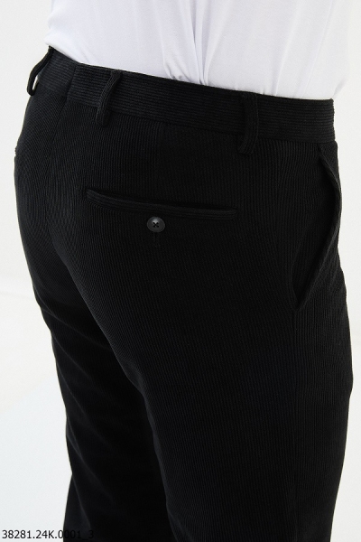 Black Slim Fit Corduroy Pants