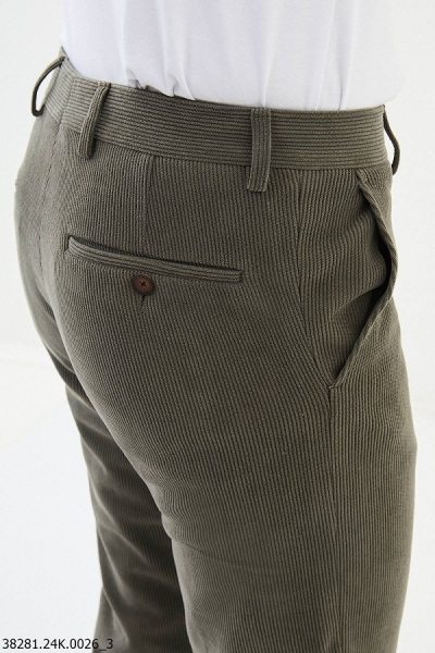 Khaki Slim Fit Corduroy Pants