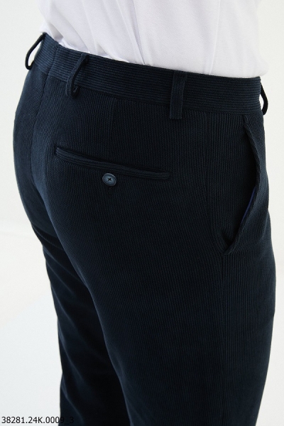 Navy Blue Slim Fit Corduroy Pants