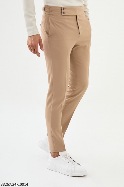 Camel Slim Fit Wool Chino Pants
