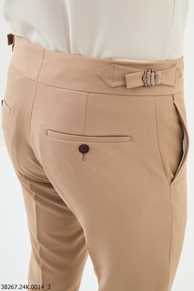 Camel Slim Fit Wool Chino Pants