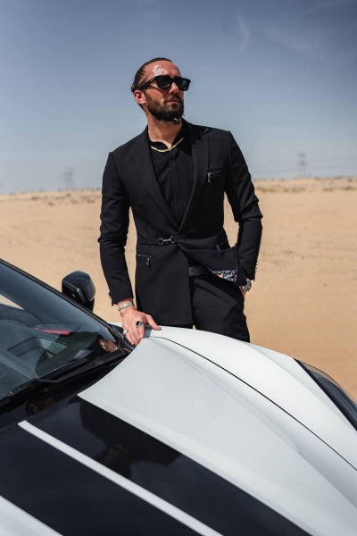 black slim fit 2 piece buckle suit