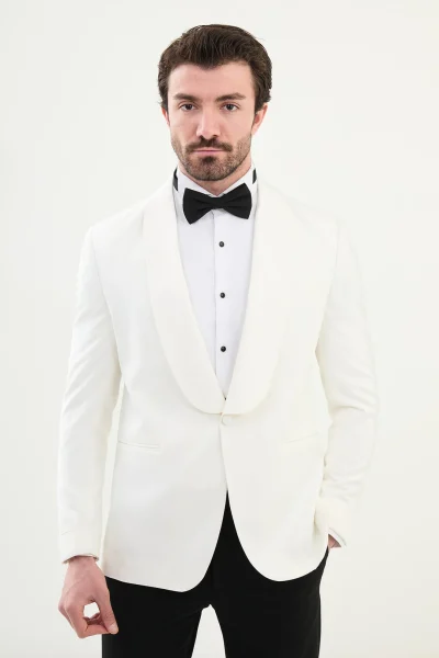 Off White Slim Fit Tuxedo