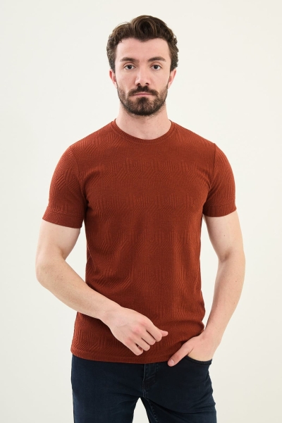Rust Brown Crew Neck T Shirt