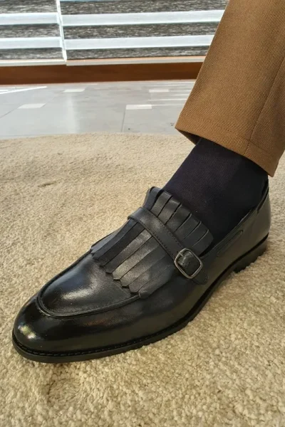 Dark Blue Kilt Loafers