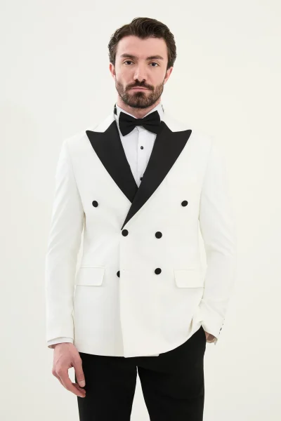 White Slim Fit Peak Lapel Tuxedo