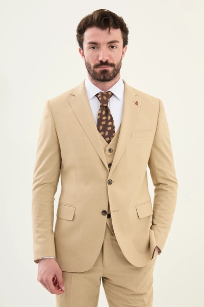 Beige 3 Piece Suit