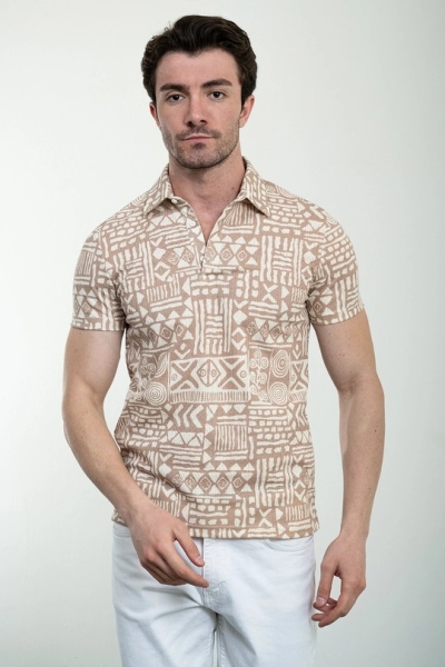 Mens Polo Shirt Beige