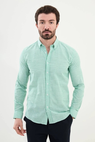 Striped Green Linen Shirt