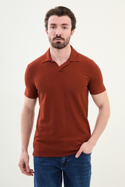 Mens Polo Shirt Rust Brown