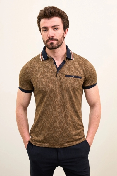 Woven Brown Polo Shirt