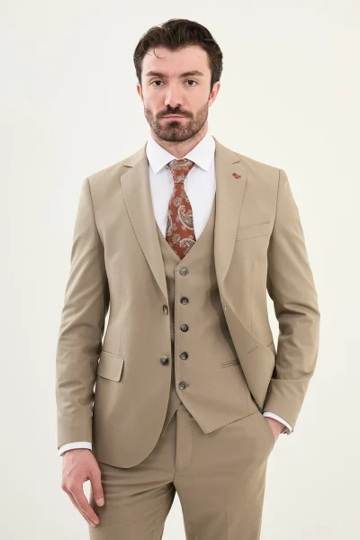 Light Brown 3 Piece Suit for Men