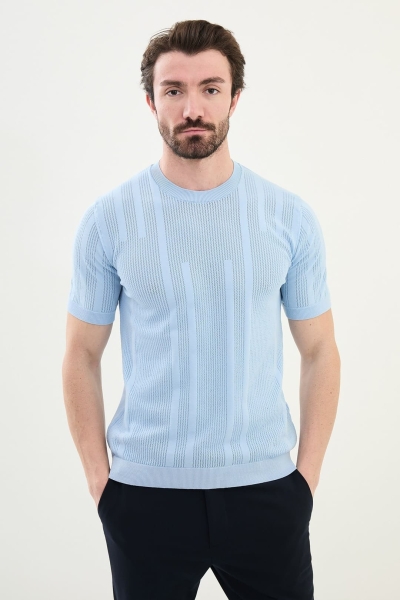 Mens Striped T Shirt​ Blue
