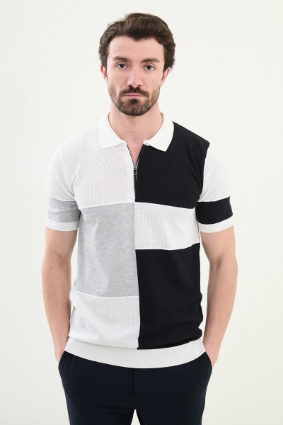 Off White Polo Quarter Zip