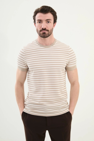 Beige Crew Neck T-Shirt​