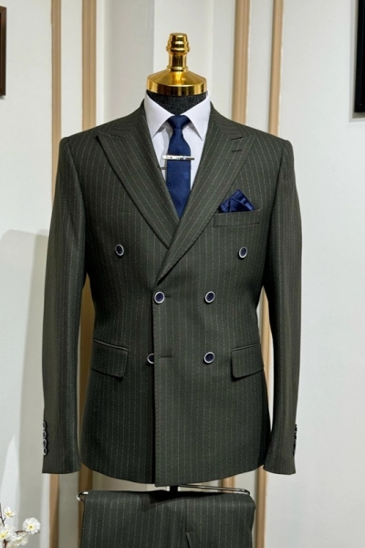 Double Breasted Khaki Suit